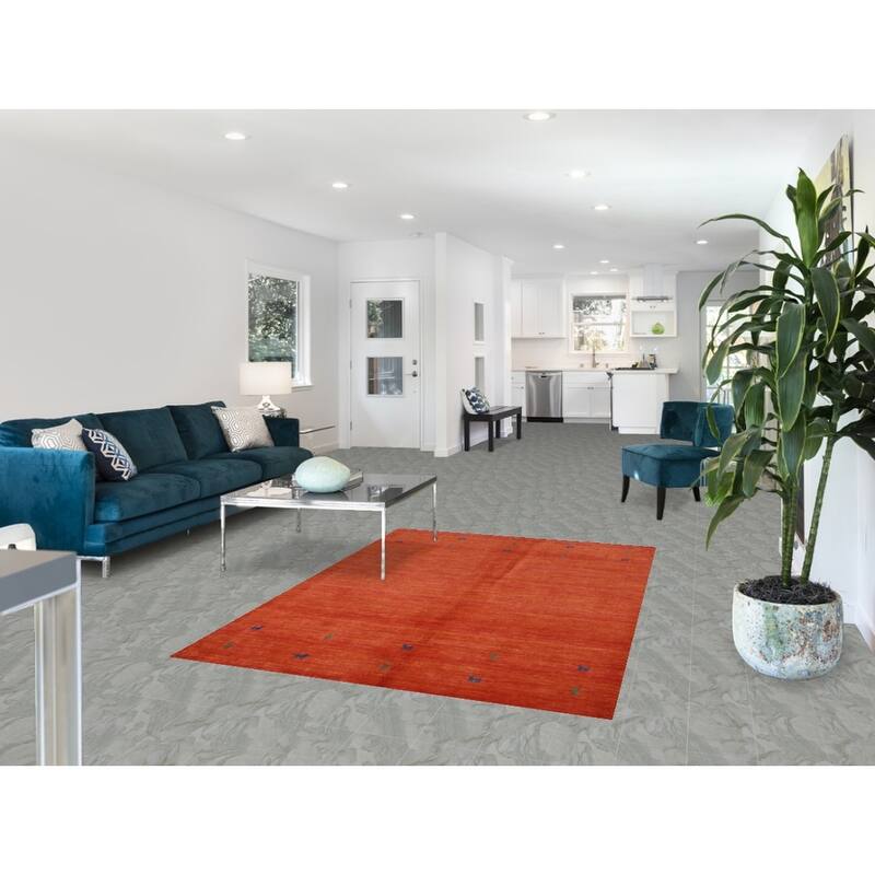 Hand Knotted Oriental 100% Wool Carpet Tribal Animal Pictorial Oranges & Rust Gabbeh Area Rug - 6' 6'' X 4' 6''