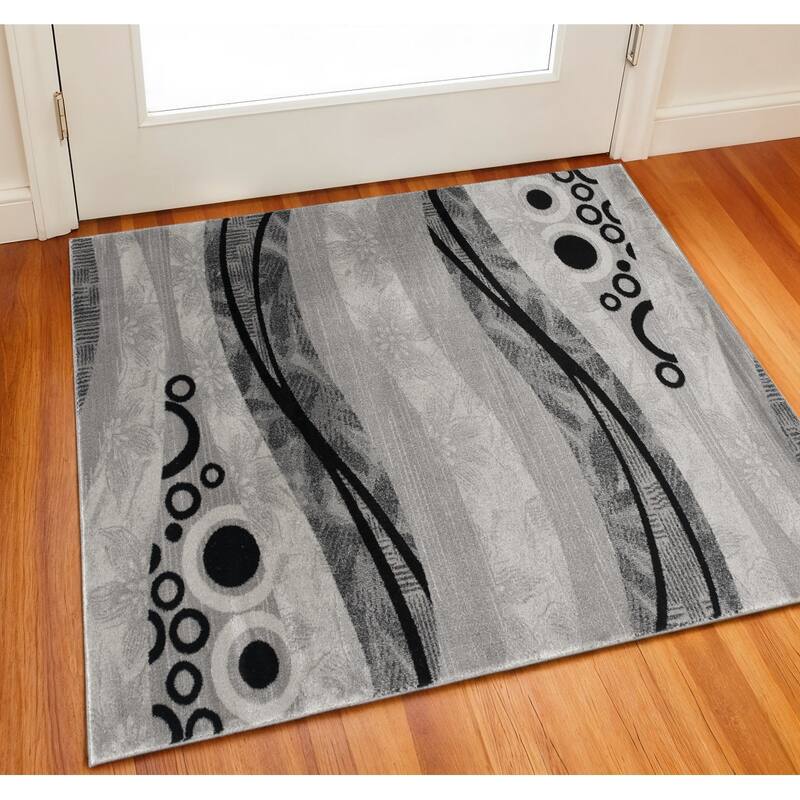 HomeRoots Floral Contemporary Square Area Rug - 27.00 in. x 24.00 in. x 0.30 in. - 27.00 in. x 24.00 in.  x 0.30 in.