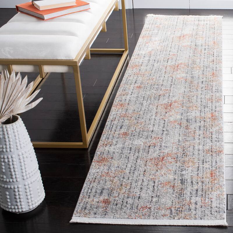 SAFAVIEH Dream Wesseline Abstract Distressed Viscose Rug - 2' x 8' Runner - Grey/Multi