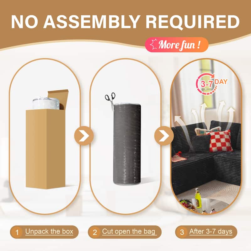 HOOOWOOO Modular Plush Fabric Sectional Sofa