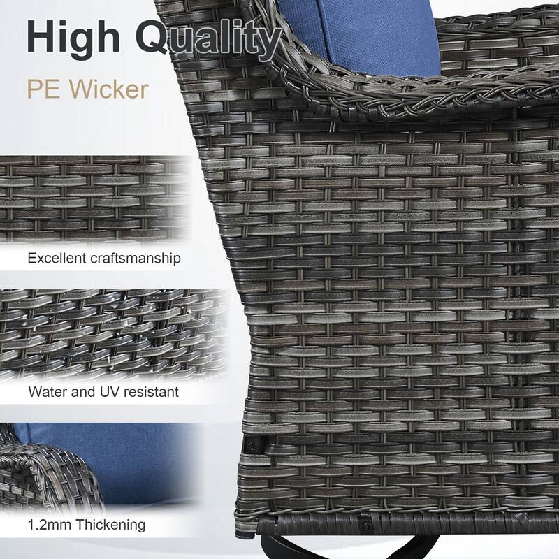 Meyreso 5-Piece Wicker Outdoor Patio Conversation Set with 5-Inch Thick Olefin Cushions