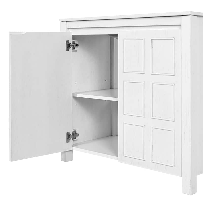 Antique White Bathroom Vanity with Ceramic Sink, 36" Freestanding Bathroom Storage Cabinet - 36 Inch