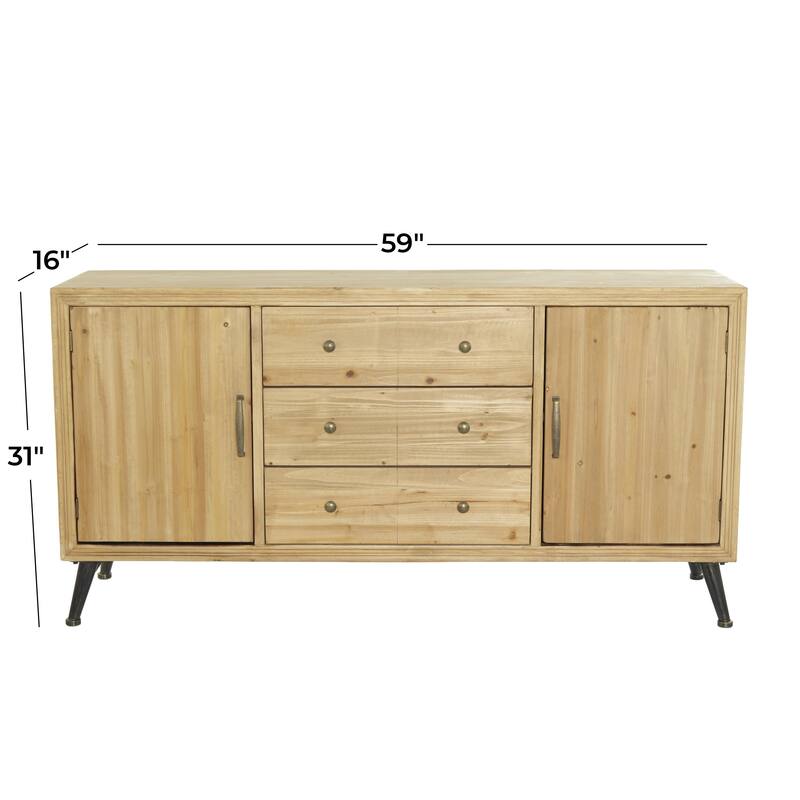Wooden 3 Drawers 1 Shelf and 2 Doors Sideboard - Light Brown - Roche River Decor