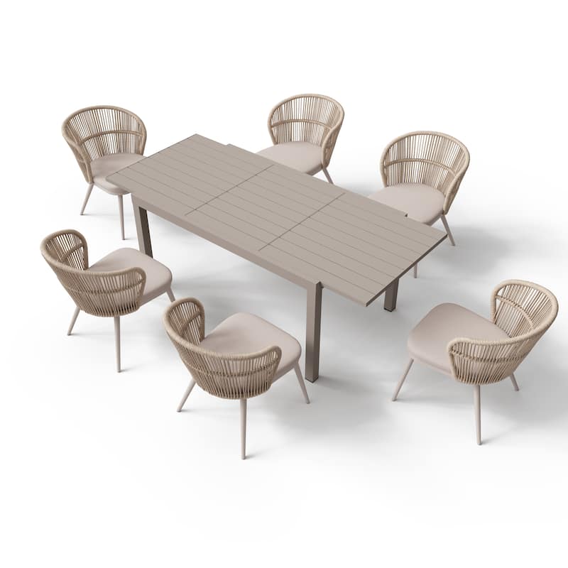 Outdoor Patio Dining Set Chairs and Extendable Table