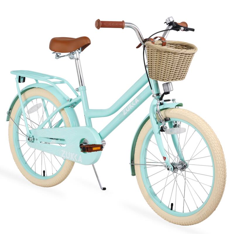 Multiple Colors Girls Bike with Basket for 7-10 Years Old Kids, 20 inch wheel, No Training Wheels Included - Green