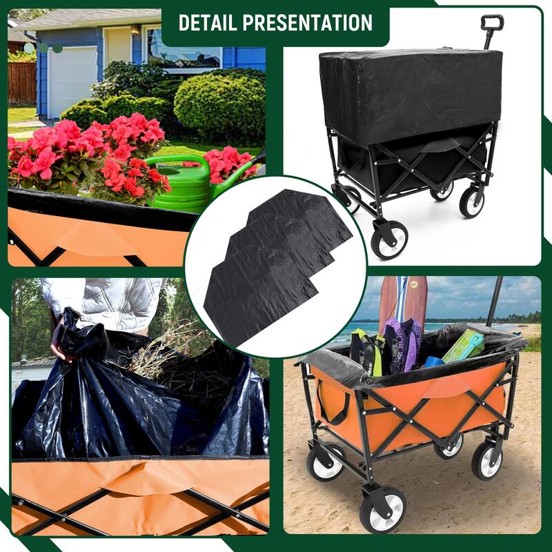 Heavy-Duty Collapsible Wagon with 3-Piece Multi-Use Bag Set - Utility Cart with Liner Covers