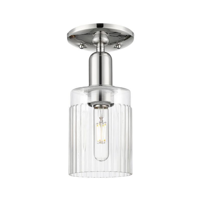 Innovations Lighting Endless Possibilities Arcadia - Hadley - 1 Light 5" Semi-Flush Mount - Clear/Polished Nickel