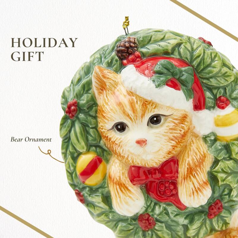 Spode Kitten In Wreath Ornament