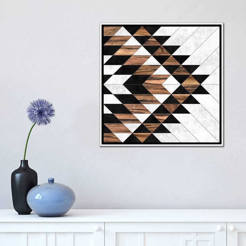 iCanvas "Urban Tribal Pattern No.9 - Aztec - Concrete and Wood" by Zoltan Ratko Framed Canvas Print