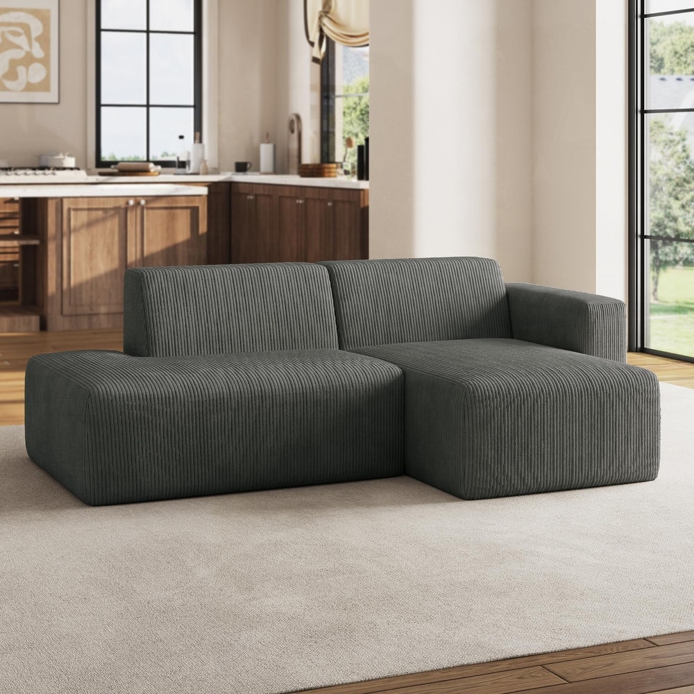 No Assembly Modular Corduroy Sectional Sofa Couch