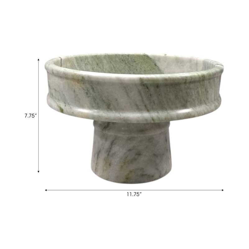 Marble Decorative Bowl Fauna-Inspired Natural Finish - 8" Green - 11.75" x 11.75" x 8"