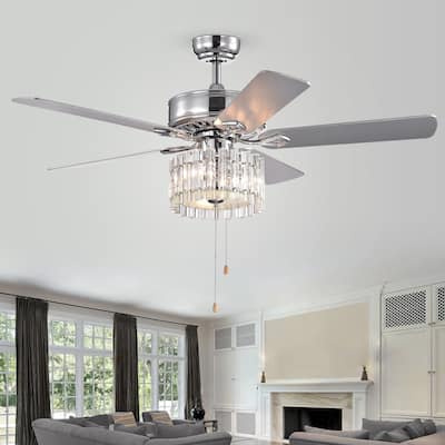 SAFAVIEH Lighting 52-Inch Dresher Ceiling Light Fan (with Remote) - Chrome - 52"W x 52"D x 25"H
