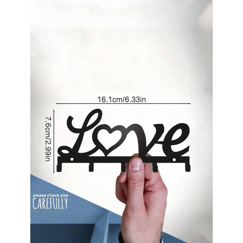 Wall-Mounted Metal Key Rack with Dual Install & Utility Hooks - 6.33" x 2.99"