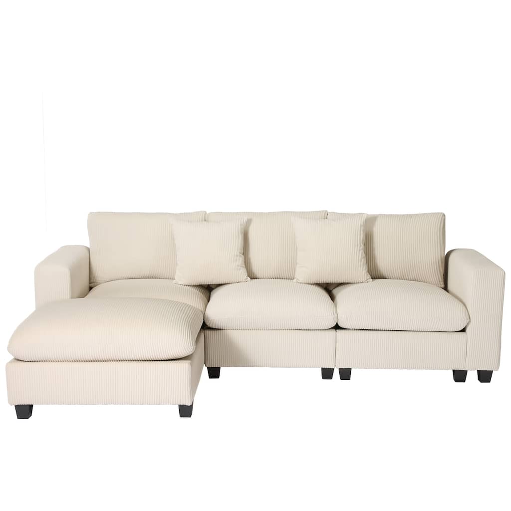 Hamilton 4-Piece Corduroy Upholstered Modular Sectional with USB Port
