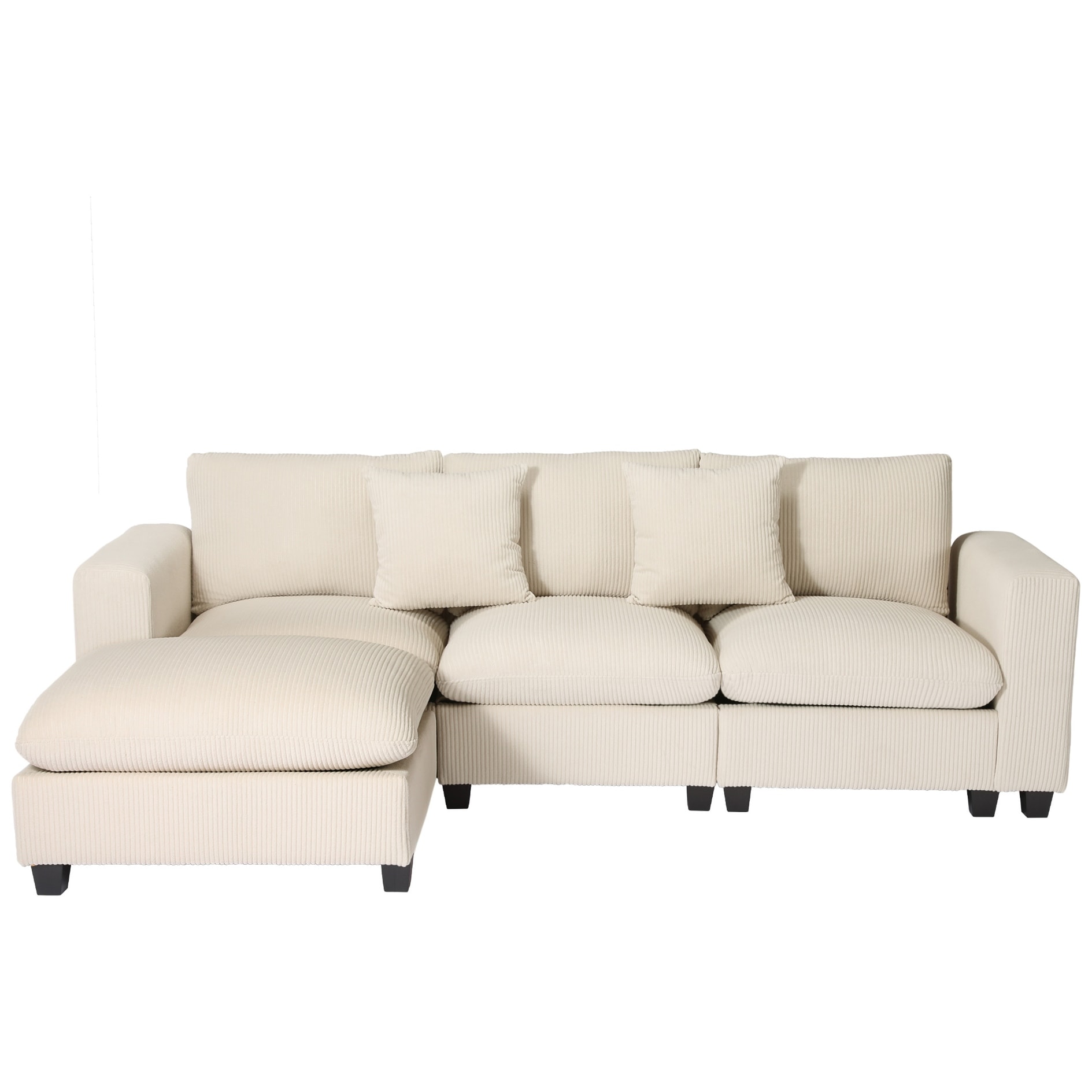 Hamilton 4-Piece Corduroy Upholstered Modular Sectional with USB Port