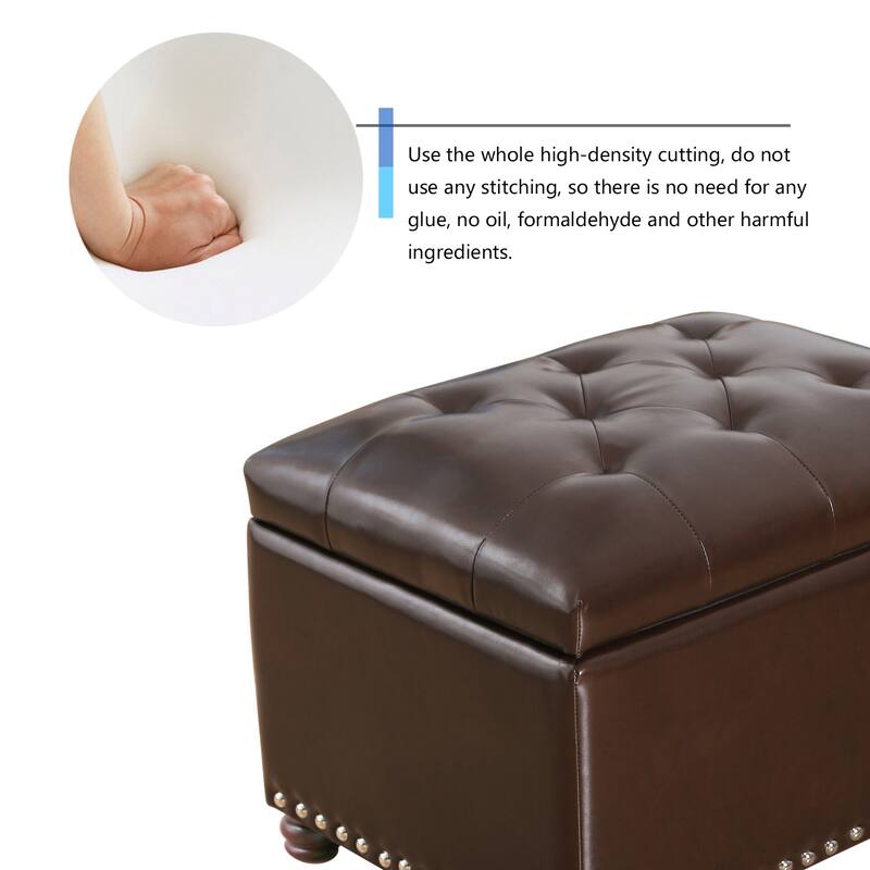 Adeco High End, Classy, Tufted Storage Bench, Ottoman Footstool