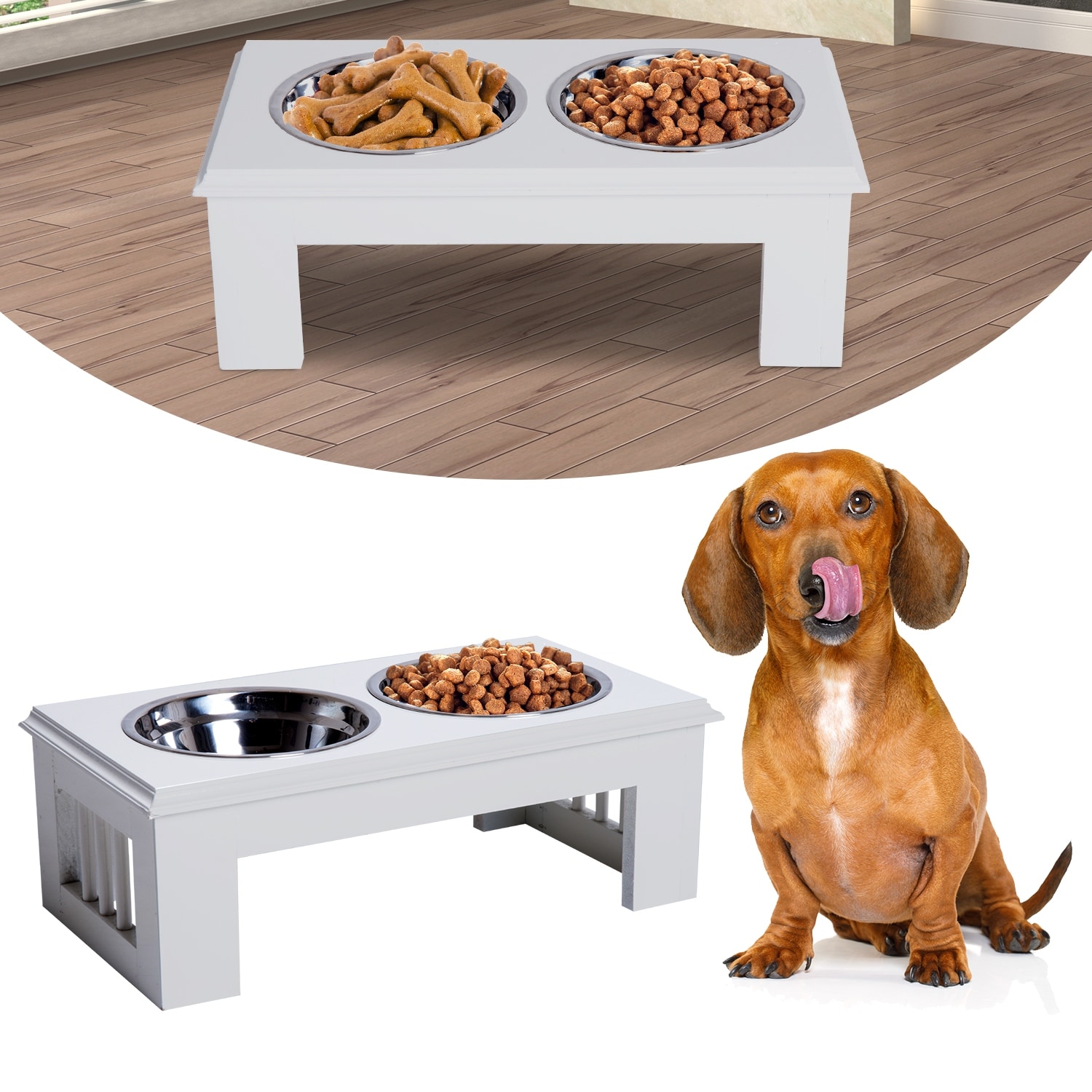PawHut 17 Dog Feeding Station with 2 Food Bowls, White - Bed Bath & Beyond  - 31265073