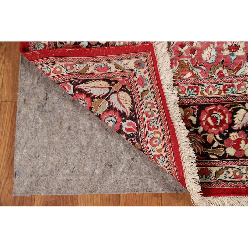 Floral Qum Persian Rug Traditional Handmade Silk Carpet - 4'6"x 7'0"