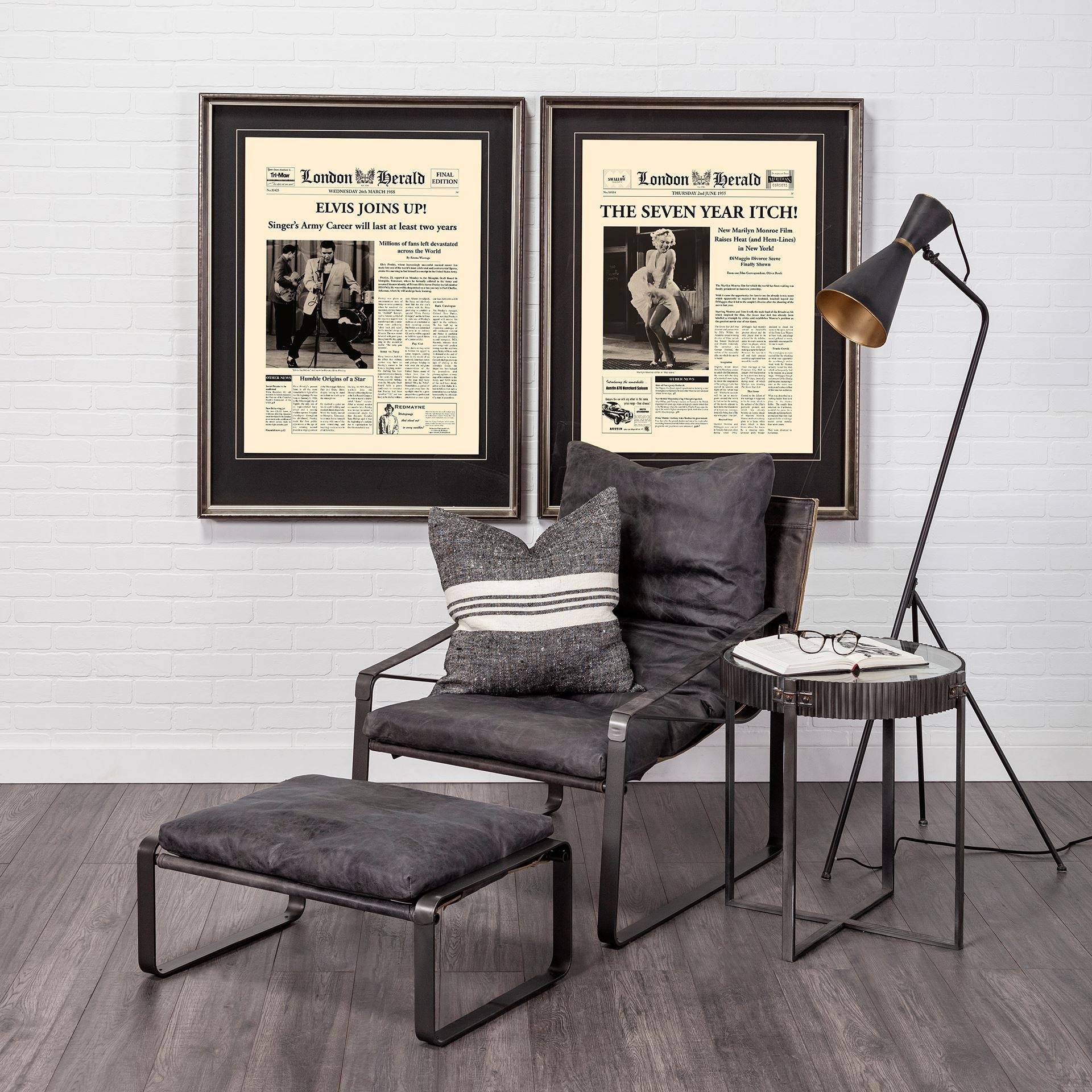 Hornet II Black Genuine Leather w Black Iron Frame Accent Chair