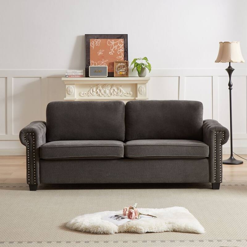 83.8" Convertible 2-in-1 Pullout Polyester Sleeper Sofa Bed