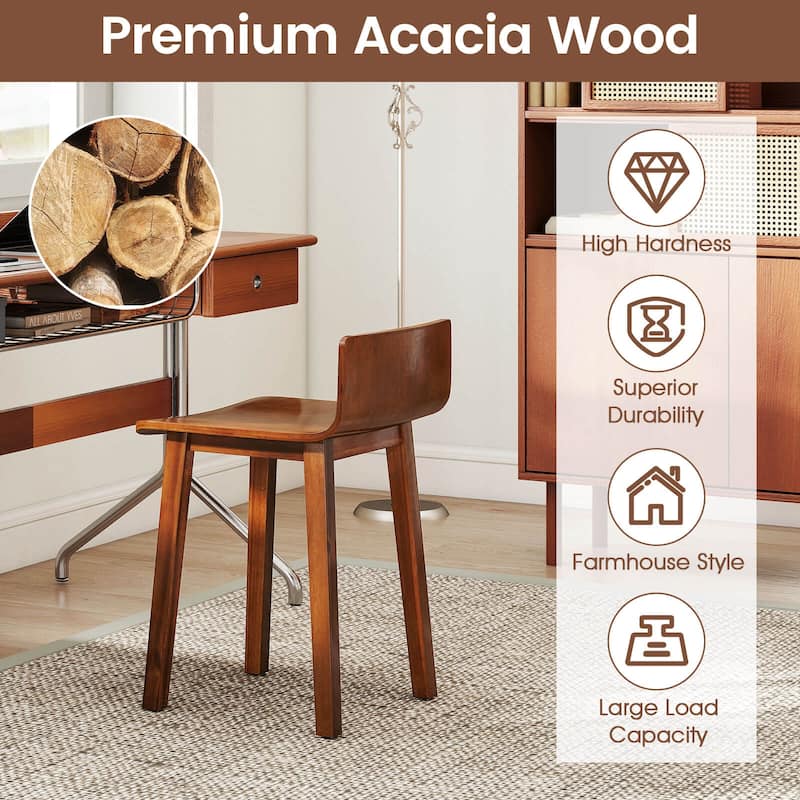 Costway Dining Chairs Set of 2/4 with Acacia Wood Legs Curved Seat & - See Details