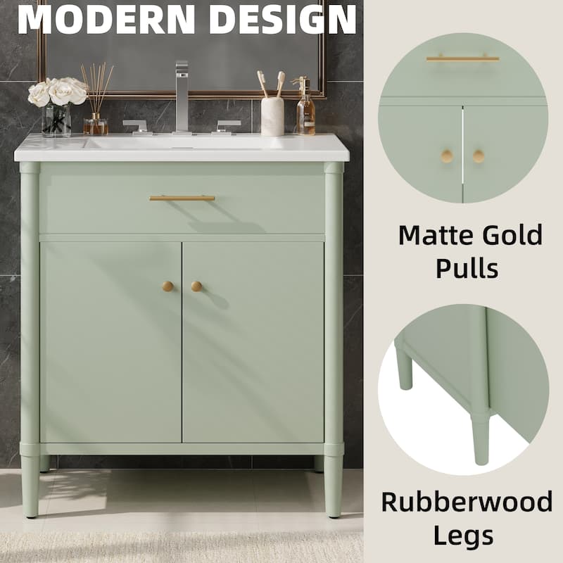 31" Bathroom Vanity with Sink Bathroom Cabinet with Soft Close Doors and Adjustable Shelf
