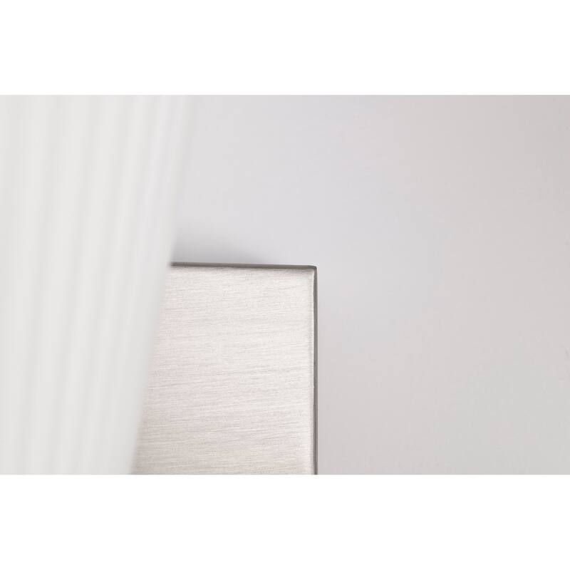 Royale 3 Light Vanity Brushed Nickel Finish Ribbed White Glass - Brushed Nickel