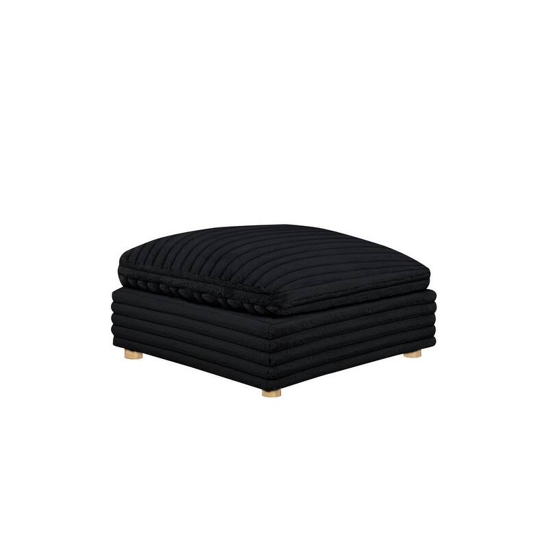 Best Quality Furniture 4-Piece Section Corduroy Modular - Black Ottoman