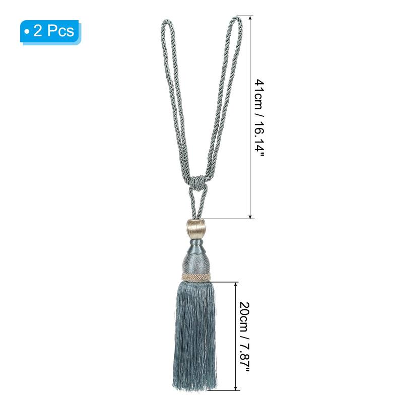 2 Pack Elegant Handmade Curtain Tiebacks Home Office Decorative - Blue - 16"