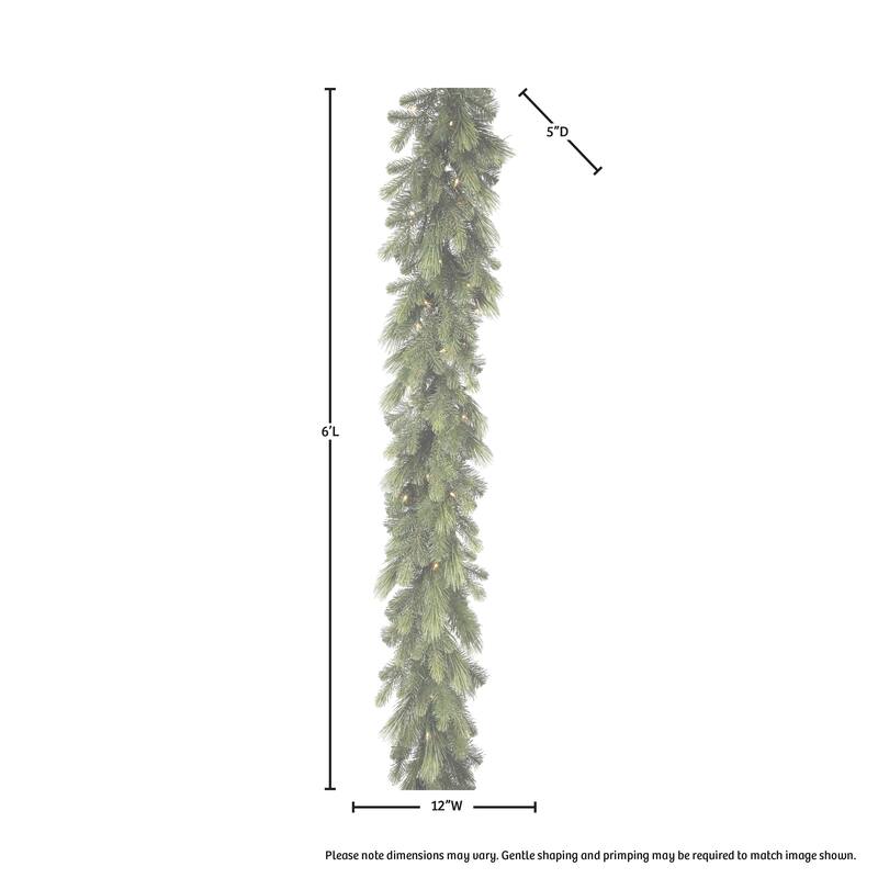 6' Led Deluxe Mix Pe Pine Garland - green