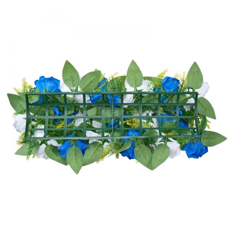 Blue-White Silk Rose Linear Centerpieces Set of 10 with Stable Base - 19.7 x 8.7 x 4.27 inch