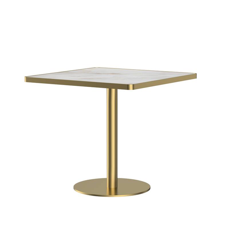 Square Modern Dinning Table 31.5 inches Bistro Table Tulip Table with Faux Marble top, Sturdy Metal Frame Diameter