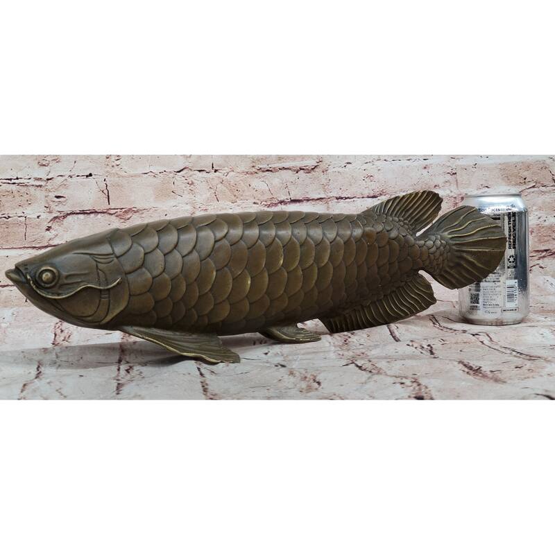 Bronze Arowana Imitative Fish Sculpture – Asian Feng Shui Wealth Symbol Figurine