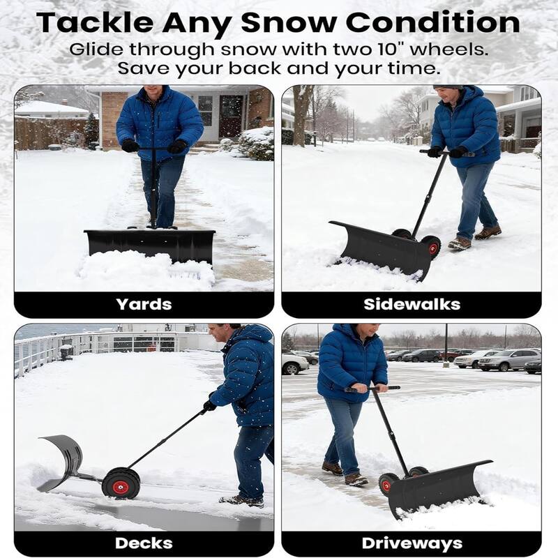 29-Inch Heavy-Duty Steel Snow ShovelSingle Pole