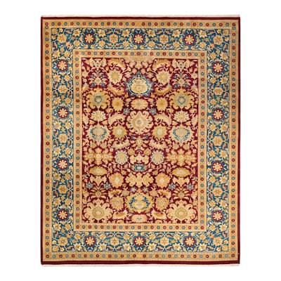 Overton Hand Knotted Wool Vintage Inspired Traditional Mogul Red Area Rug - 8' 2" x 10' 2"