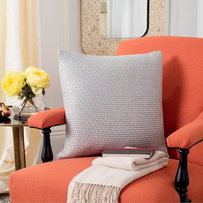 SAFAVIEH Sheng Grey Knit Cotton 20-inch Decorative Pillow