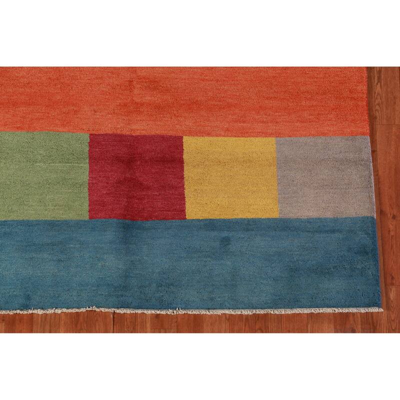 Hand Knotted Oriental 100% Wool Carpet Modern Geometric Multi-Colored Gabbeh Area Rug - 8' 1'' X 5' 1''
