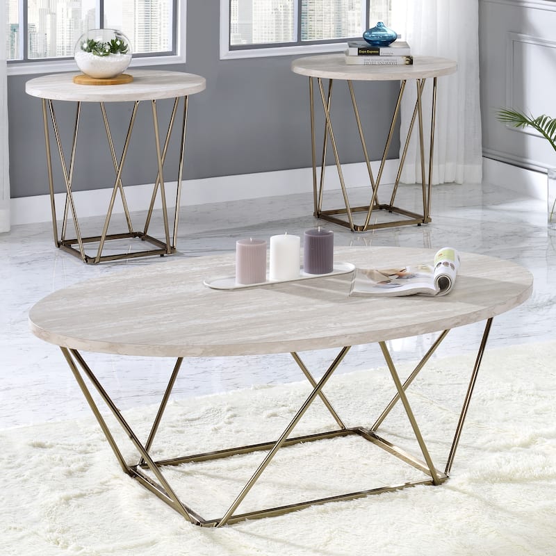 Steve Silver Ravine Marble Top Side Table