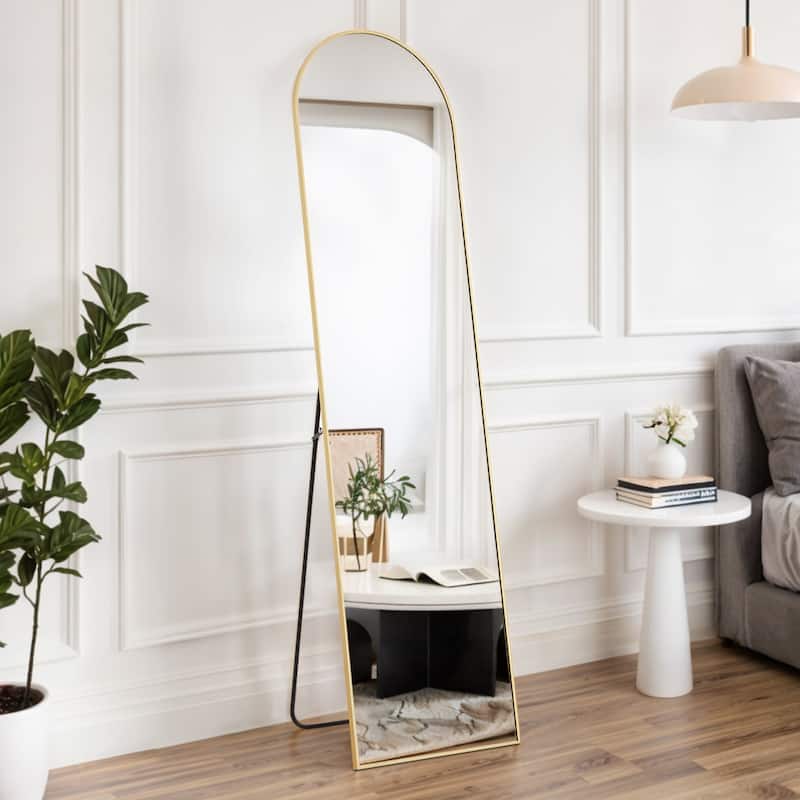 Mirror Full Length Body Wall Mirrors with Shatter-Proof Glass, Floor Standing for Bedroom Cloakroom - Gold - 59*16"