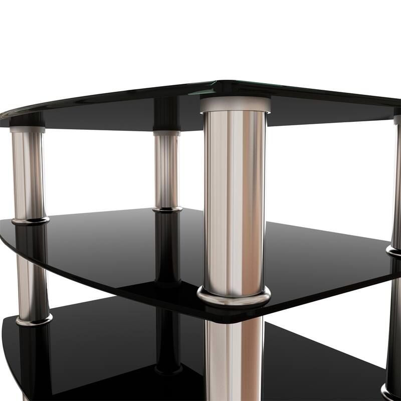 5-Tier Tempered Glass Side Table Stainless Steel Frame End Table