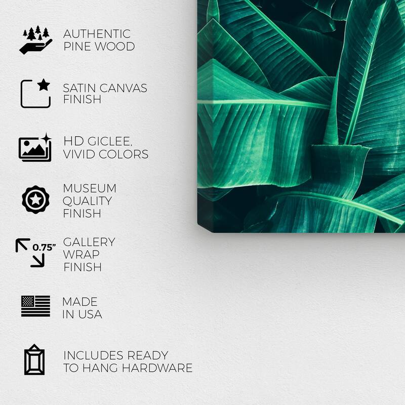 Wynwood Studio Canvas Floral and Botanical Lush Leaves Green and Tropical Wall Art Canvas Print