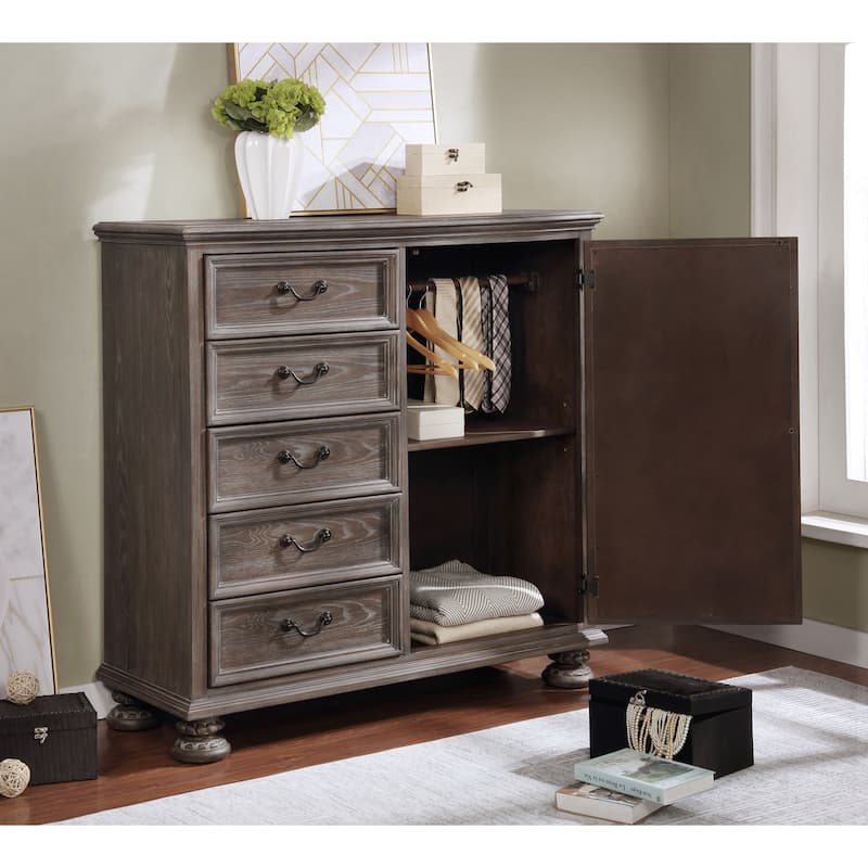 Dileep Transitional Mirrored Door 5-Drawer Armoire by Furniture of America