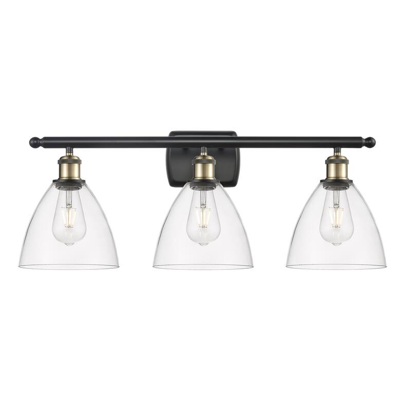 Innovations Lighting Bristol Glass - 3 Light 28" Bath Vanity Light - Clear/Black Antique Brass Finish
