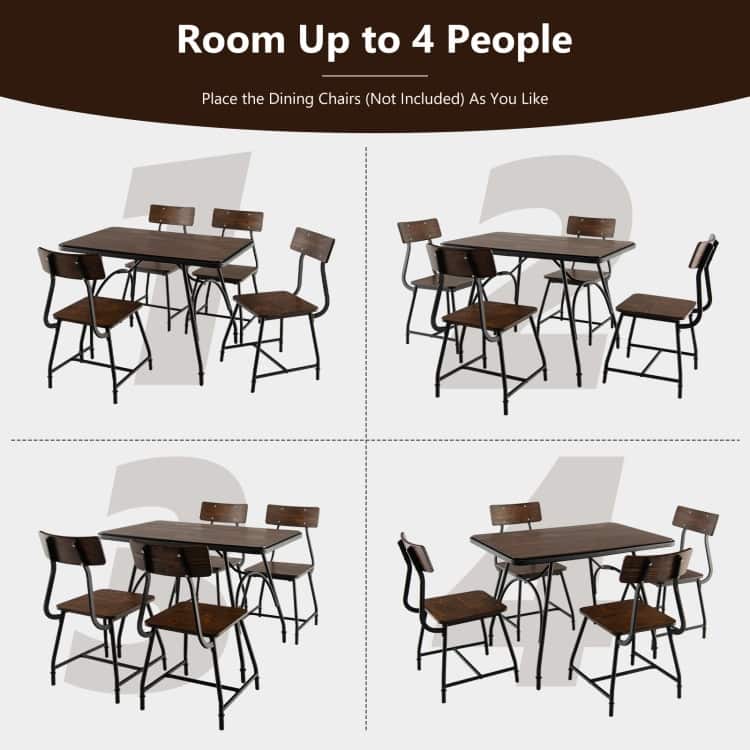 43 x 27.5 Inch Industrial Style Dining Table with Adjustable Feet-Rustic Brown - Rustic Brown - 43 x 27.5 x 30 inch (L x W x H)