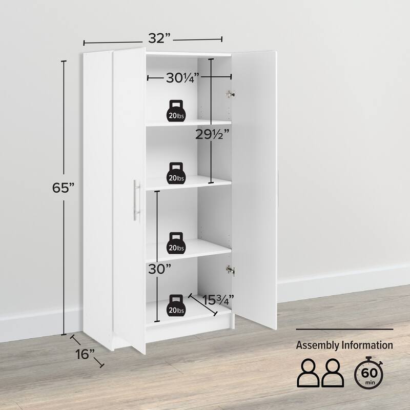Prepac Elite Tall 2-Door Cabinet with Adjustable Shelves-Functional, Freestanding Garage Storage Cabinet with Doors and Shelves