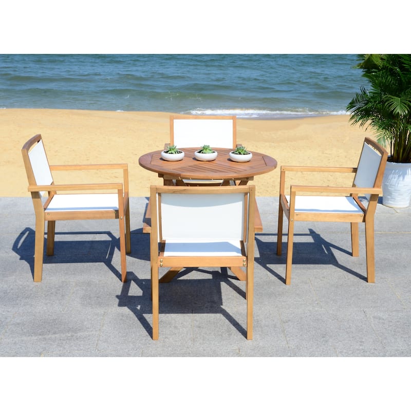 SAFAVIEH Outdoor Jaylynn 5-Piece Round Table Dining Set - 35Wx35Dx30H