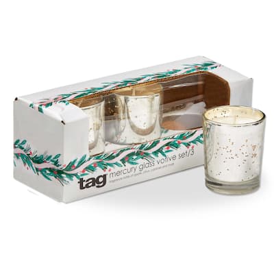 Frosty Mercury Silver Votive Candle - Scented Christmas Candle, 9hr Burn Time, 2x2x2.5in, Perfect Holiday Decor
