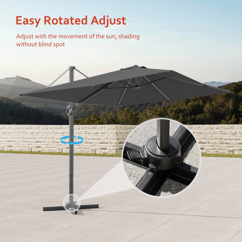 LIVOOSUN 10x8FT Rectangular Cantilever Patio Umbrella Aluminum Frame