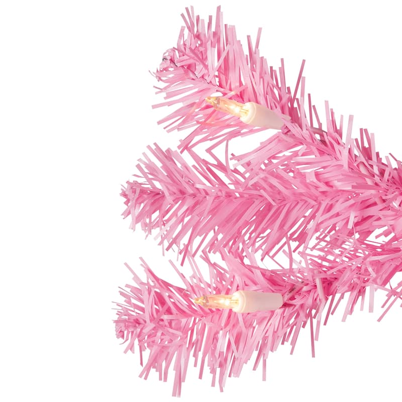 Pre-Lit Medium Pink Pine Artificial Christmas Tree - 4.5’ - Clear Lights