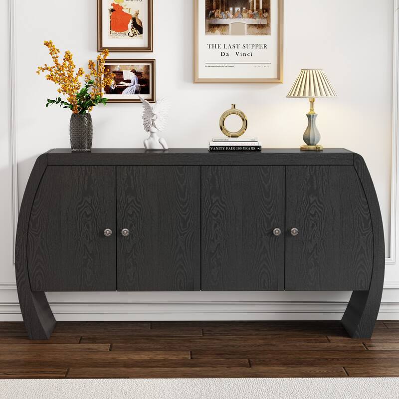 U-shaped design four-door storage cabinet - Black